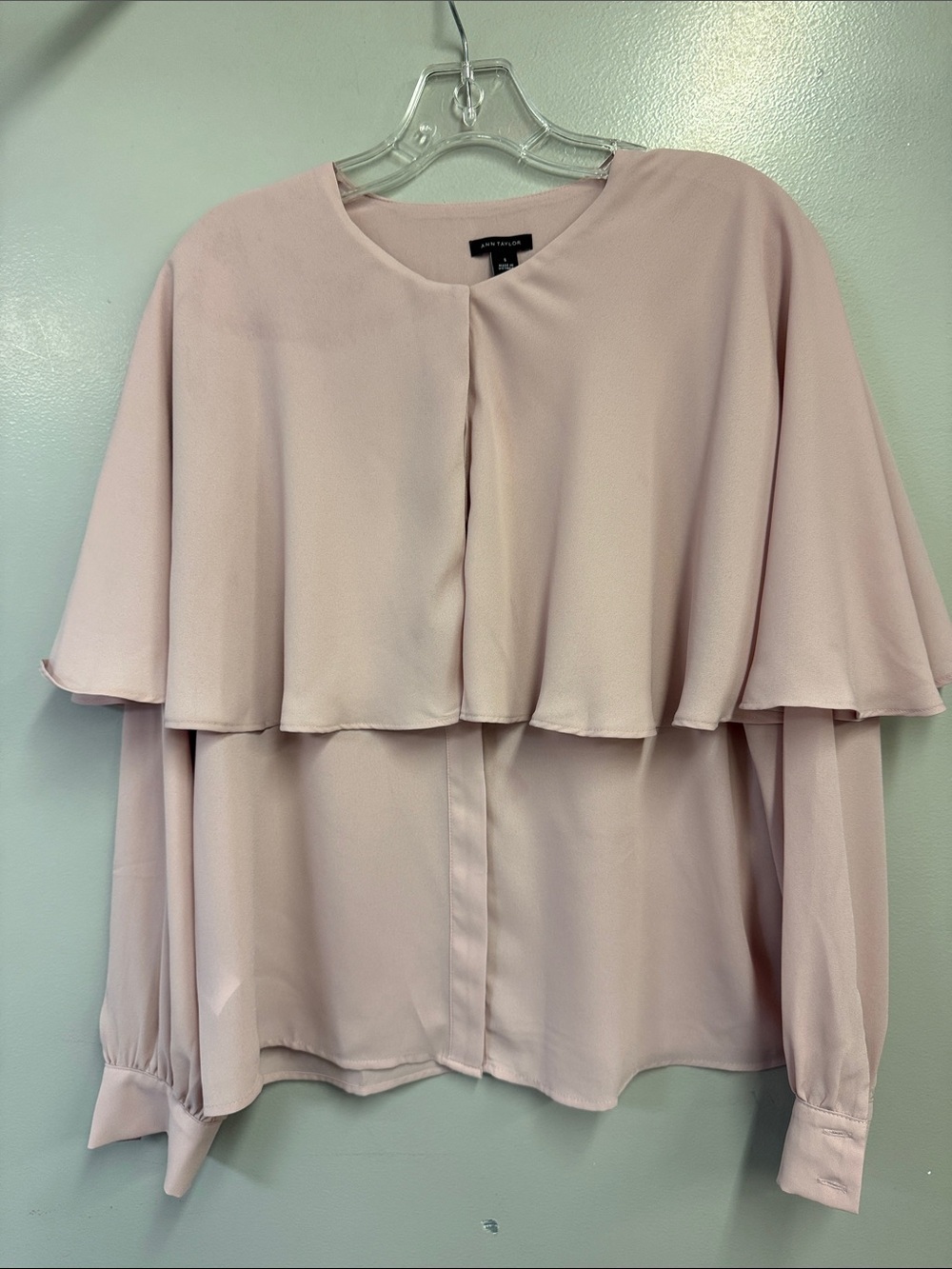 Ann Taylor Pale Pink Layered Cape Blouse